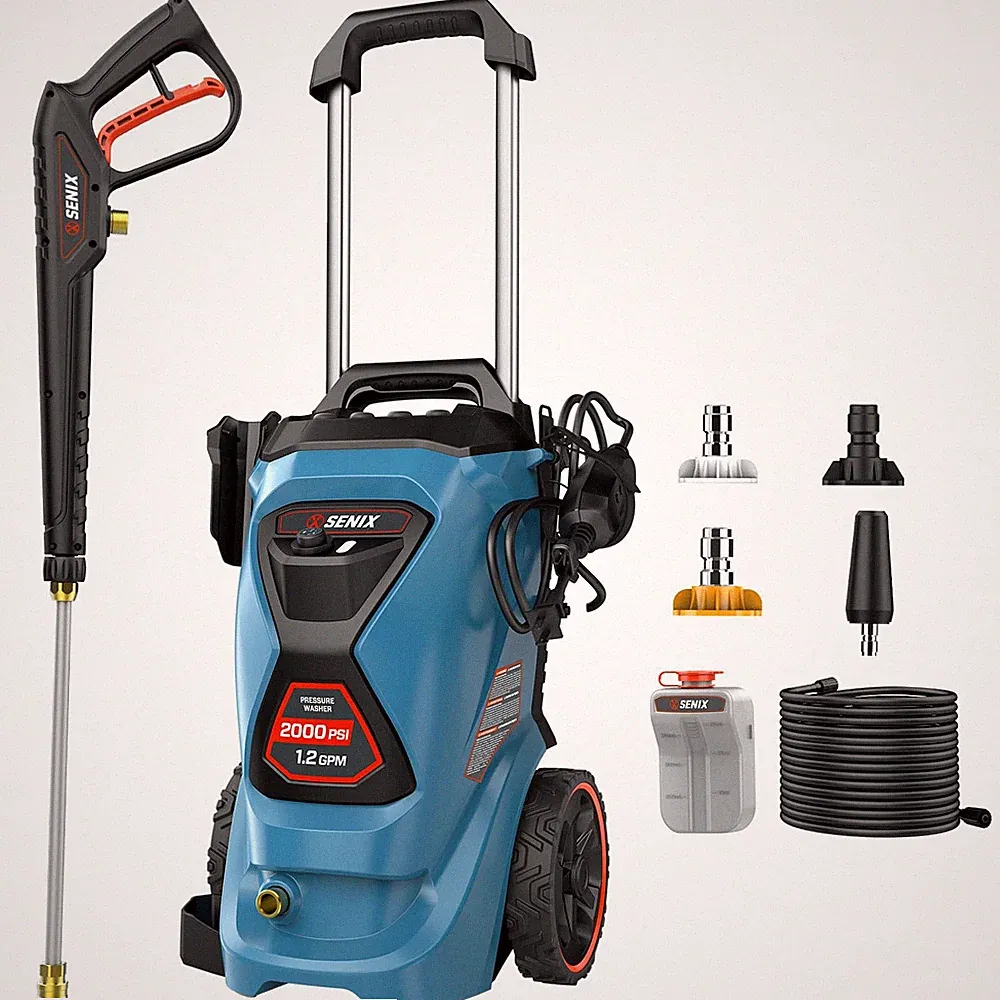 SENIX 2000 PSI Electric Pressure Washer, 1.2 GPM Compact Power Cleaner w/ 4 Nozz