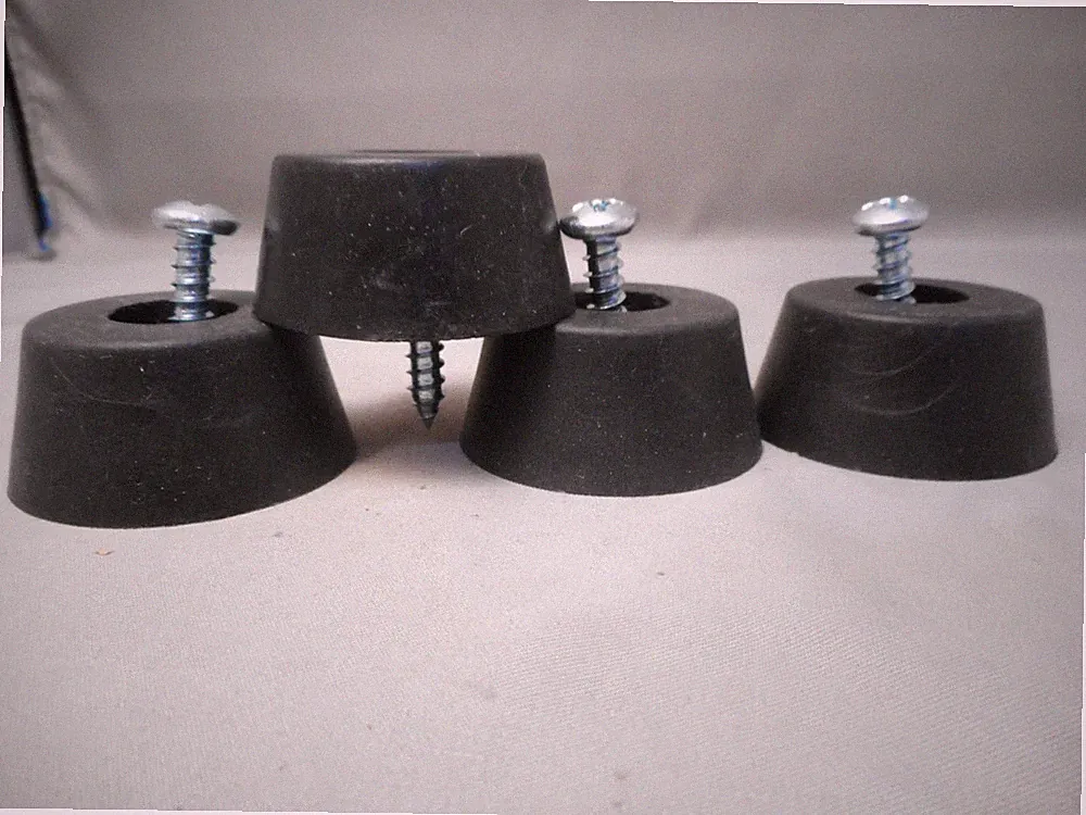 Set Of 4 Large HD Rubber Feet For Generators, Spkr Cabs, Amps Etc & 4 Mtg Screws
