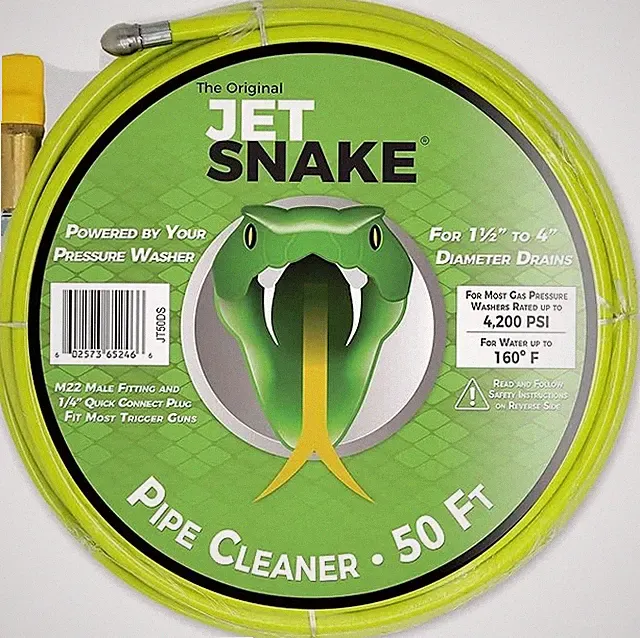 Sewer Jetter 50ft Steel Braid Pressure Washer Gas