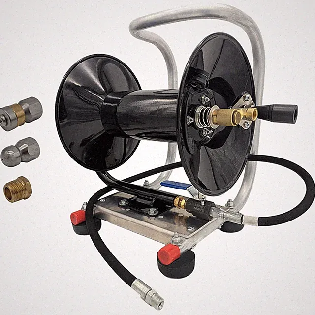 Sewer Jetter Hose Reel Kit for 150 FT of 1/4” Jetter Hose, 4000 PSI, 4.5 Size...