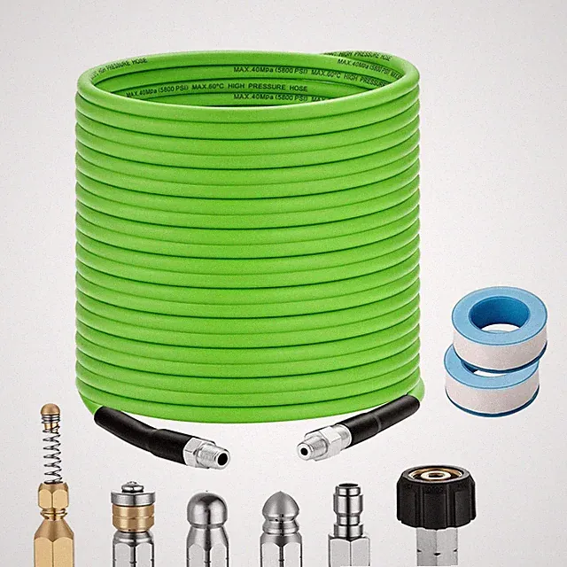 SEWER JETTER KIT 100FT 1/4IN HOSE PRESSURE WASHER ATTACHMENT DRAIN CLEANER
