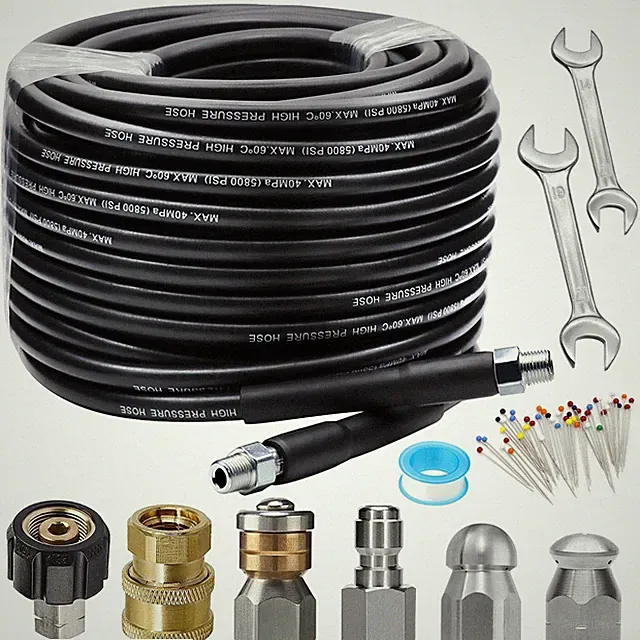 Sewer Jetter Kit 100FT for Pressure Washer, 5800PSI Drain 100 Feet, Black