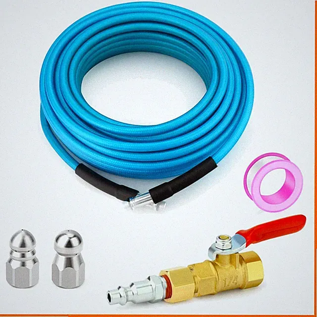 Sewer Jetter Kit, 50 FT 15M High Pressure Drain Cleaning Hose