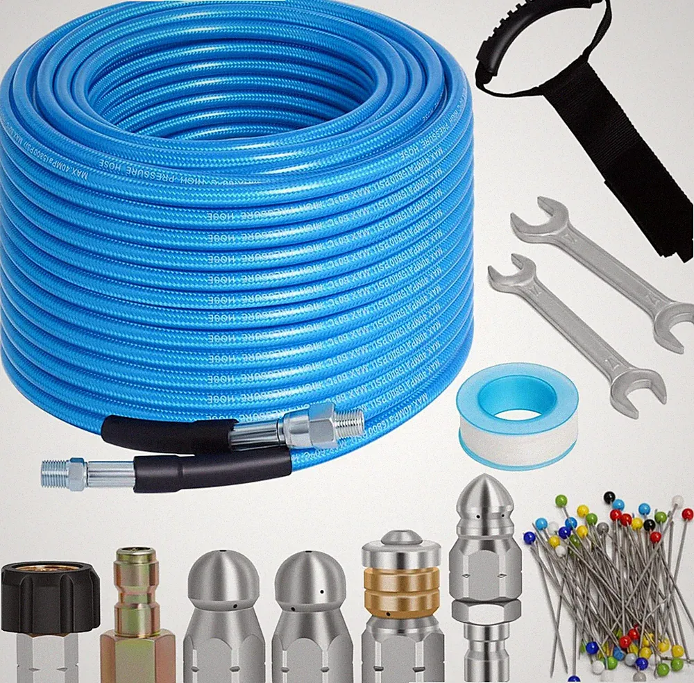Sewer Jetter Kit 5800PSI for Pressure Washer 1/4 Inch NPT Drain Cleaner Hose