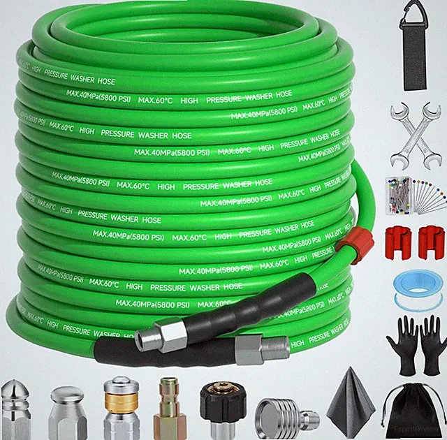 Sewer Jetter Kit for Pressure Washer 100 Ft，Drain Cleaner Hose 1/4 Inch NPT Corn
