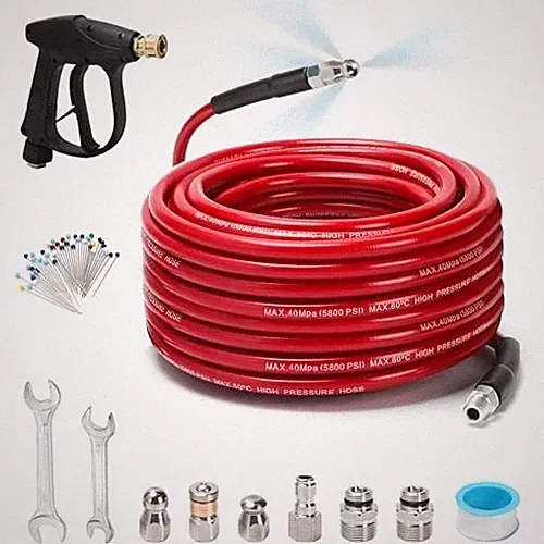 Sewer Jetter Kit for Pressure Washer 100 FT, Drain Cleaner Hose with Power