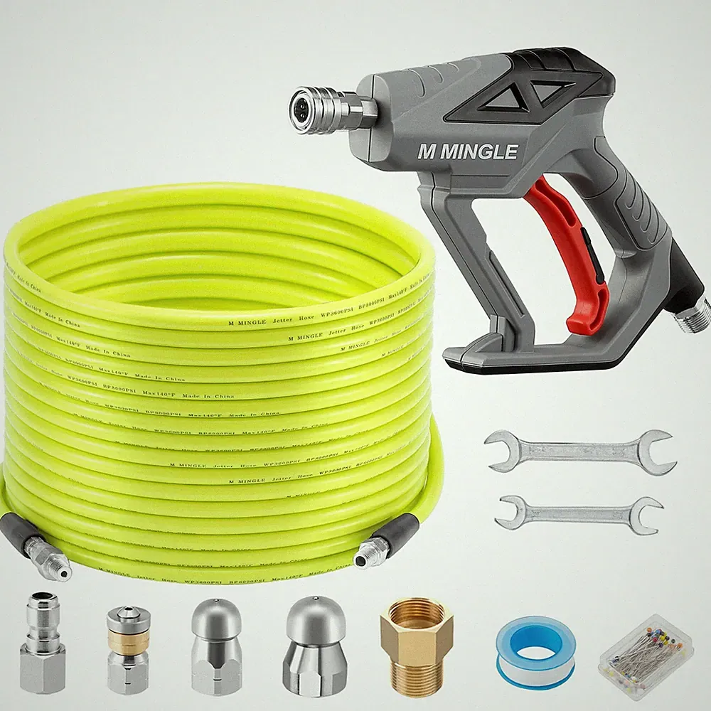 Sewer Jetter Kit for Pressure Washer 100 FT, Drain Cleaner Hose with Power Wa...