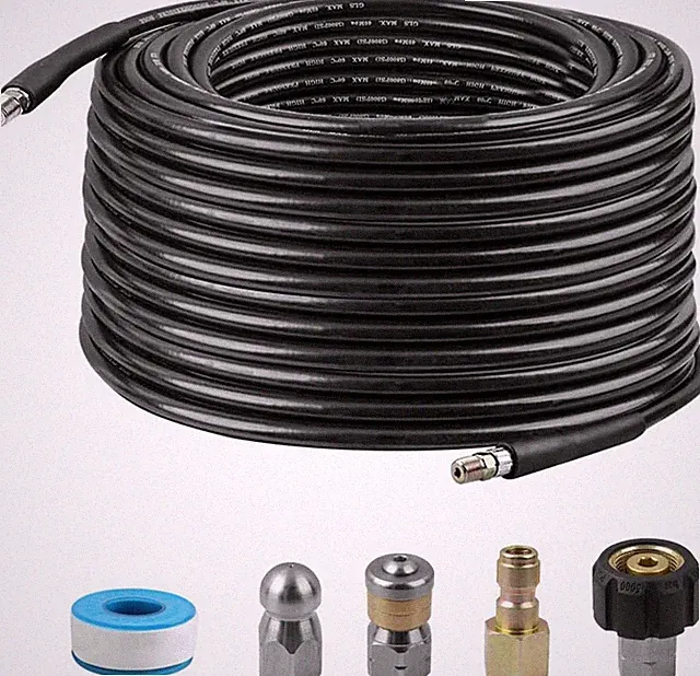 Sewer Jetter Kit for Pressure Washer, 100 FT Hose, 1/4 Inch NPT, Button Nose and