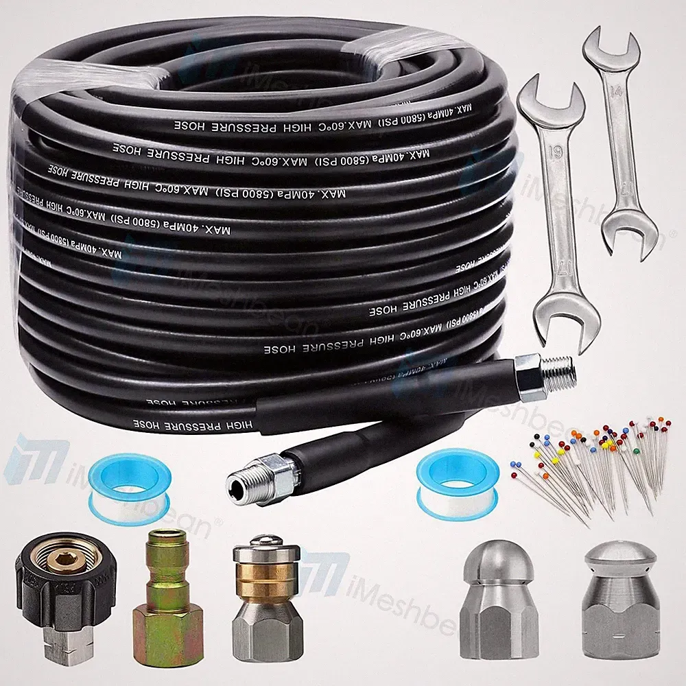 Sewer Jetter Kit for Pressure Washer 100FT 1/4" M-NPT Drain Cleaner Hose 5800PSI