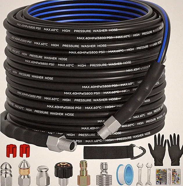 Sewer Jetter Kit for Pressure Washer(100Ft),1/4" NPT Drain Cleaner Hose 5800PSI