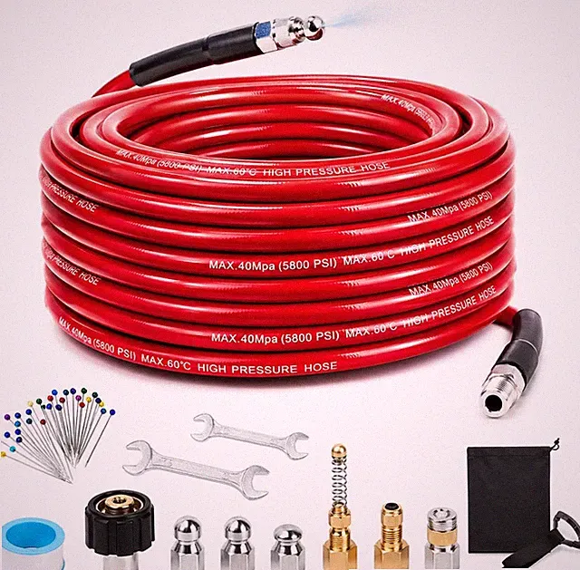 Sewer Jetter Kit for Pressure Washer, 100FT 5800 PSI Drain Cleaner Hose with 1/4