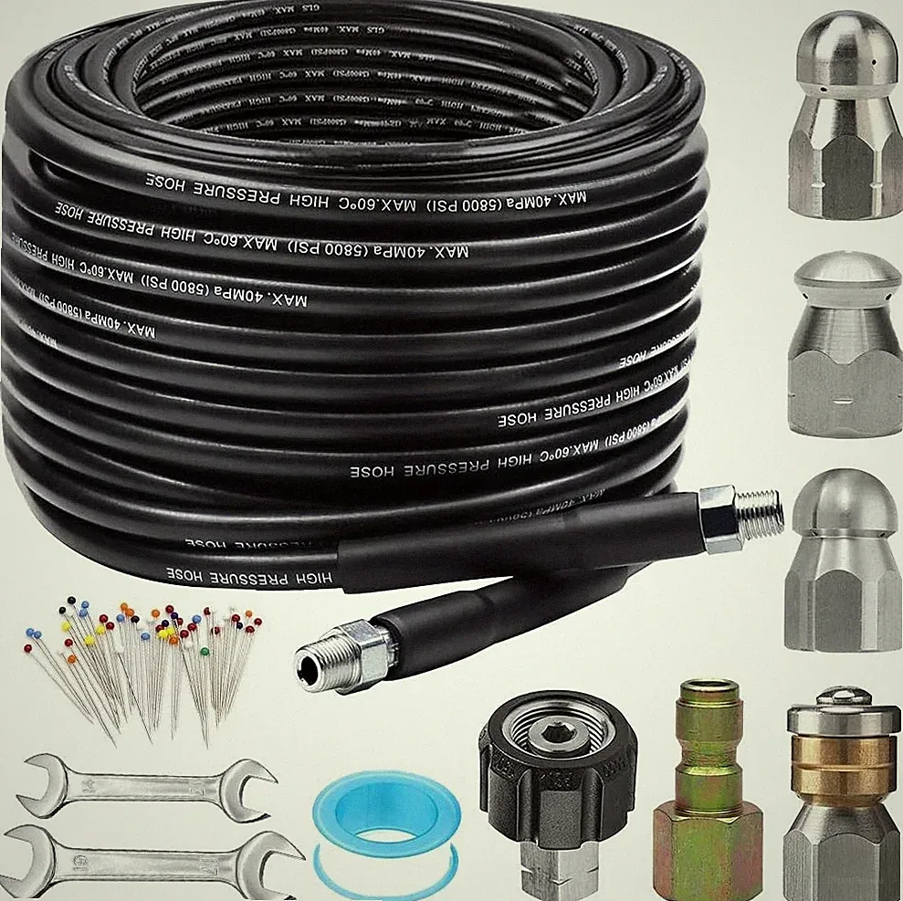 Sewer Jetter Kit for Pressure Washer 100FT, 5800PSI Drain Cleaner Hose 100FT