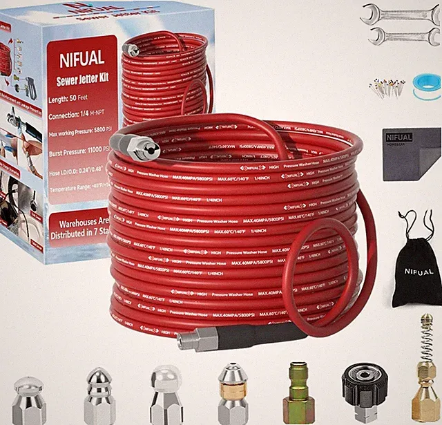 Sewer Jetter Kit for Pressure Washer,100Ft 5800PSI Pressure Drain Cleane
