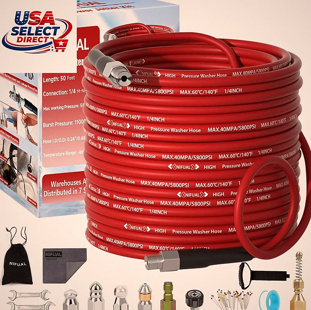Sewer Jetter Kit for Pressure Washer 100Ft 5800PSI with Nozzles
