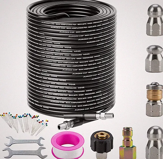 Sewer Jetter Kit for Pressure Washer 150Ft，Drain Cleaner Hose 1/4 Inch NPT Corne