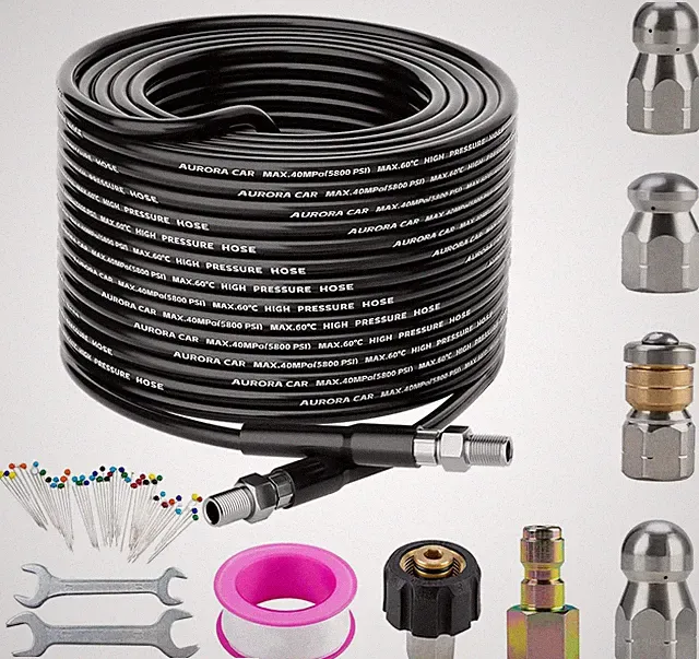 Sewer Jetter Kit for Pressure Washer 50 FT, 1/4 Inch NPT 5800PSI