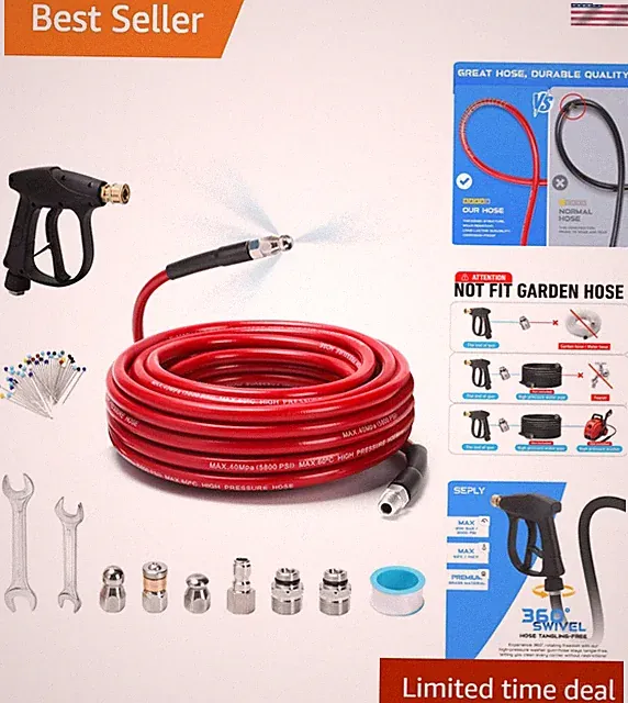 Sewer Jetter Kit for Pressure Washer 50 FT, Drain Cleaner Hose with Power Was...