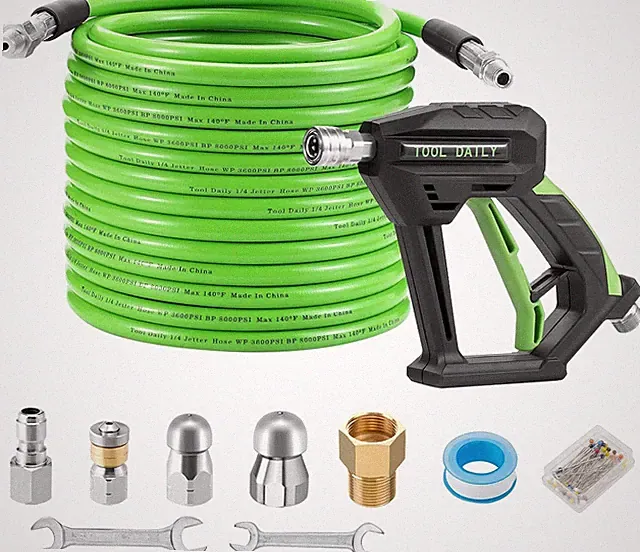 Sewer Jetter Kit for Pressure Washer 50 FT, Short Power Washer Gun, Drain