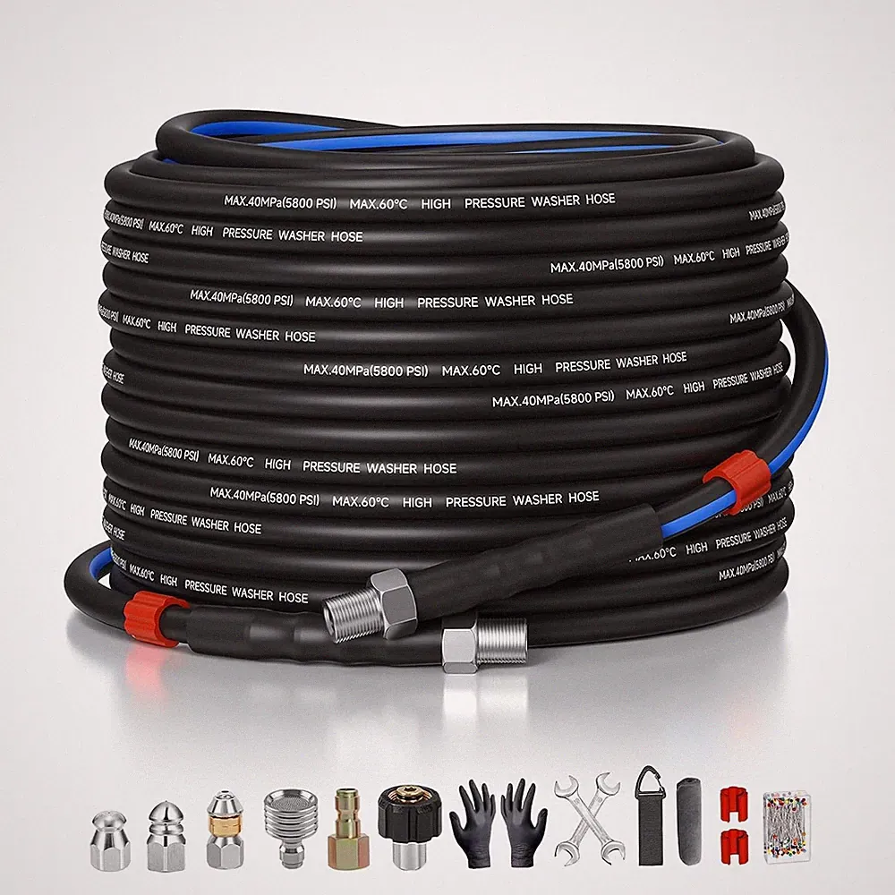 Sewer Jetter Kit for Pressure Washer 50ft, 1/4 Inch NPT, 5800PSI