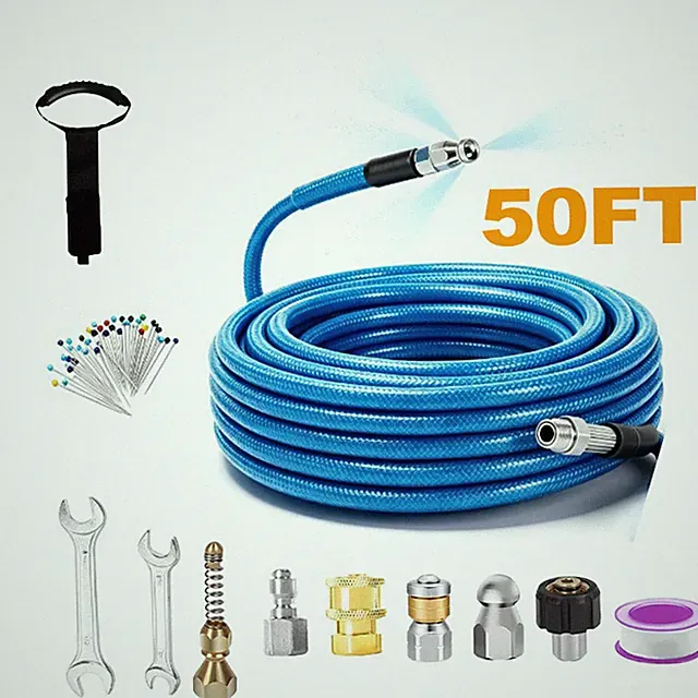 Sewer Jetter Kit for Pressure Washer 50FT 1/4" M-NPT 5800PSI Drain Cleaner Hose