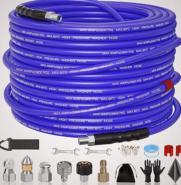Sewer Jetter Kit for Pressure Washer, 50FT, 5800PSI, 4 Nozzles, Kink-Free