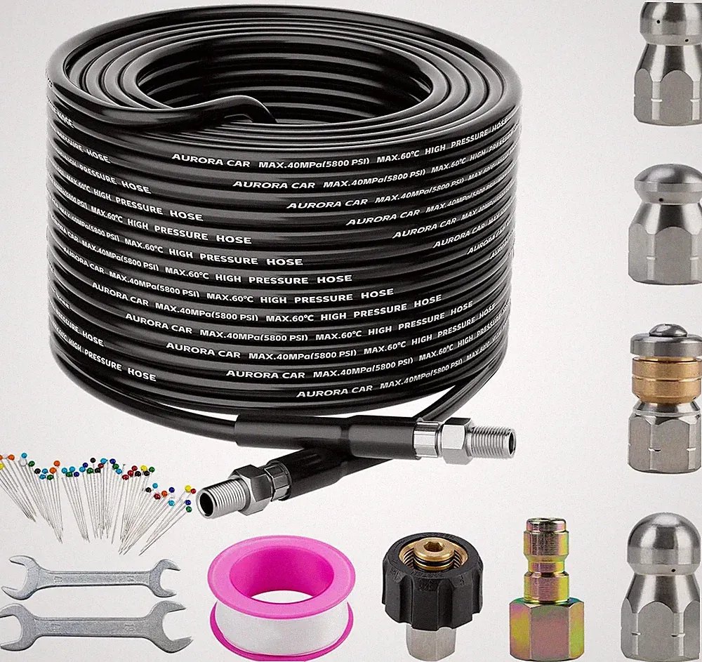 Sewer Jetter Kit for Pressure Washer 50Ft，Drain Cleaner Hose 1/4 Inch NPT Corner