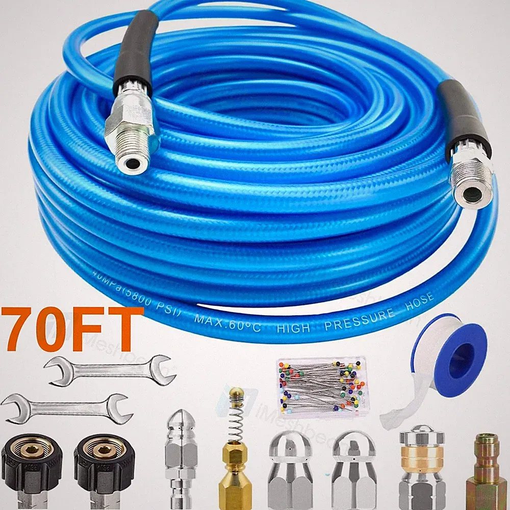 Sewer Jetter Kit for Pressure Washer 70 FT 1/4" M-NPT Drain Cleaner Hose 5800PSI