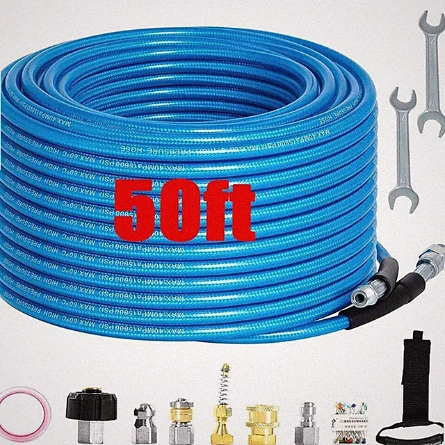 Sewer Jetter Kit for Pressure Washer Drain Cleaner Hose 50FT 1/4" M-NPT 5800PSI