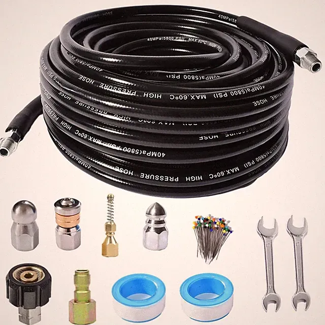 Sewer Jetter Kit for Pressure Washer Hose 4000 PSI Drain Cleaner Hose 1/4 Fem...