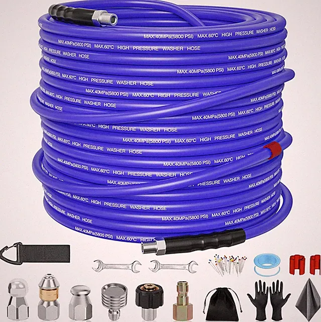 Sewer Jetter Kit for Pressure Washers - 100FT, 5800PSI, 4 Nozzles