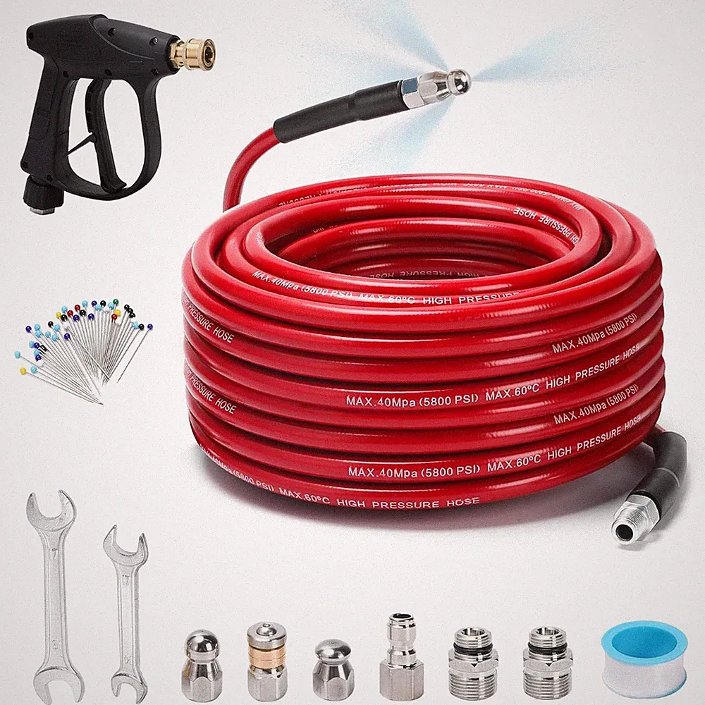 Sewer Jetter Kit Pressure Washer 100 FT Drain Cleaner Hose Jetter Tool