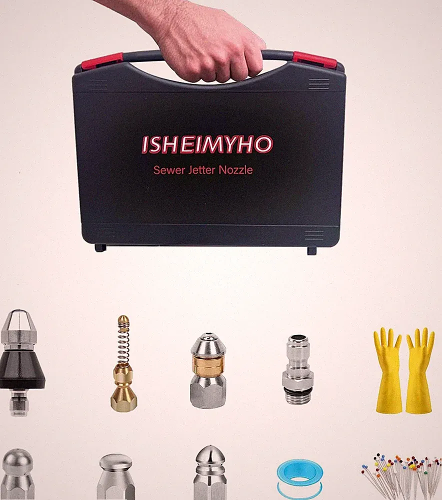 Sewer Jetter Nozzle Kits 11Pcs/Set with Mini Box, Pressure Washer Hose Nozzle,Pr
