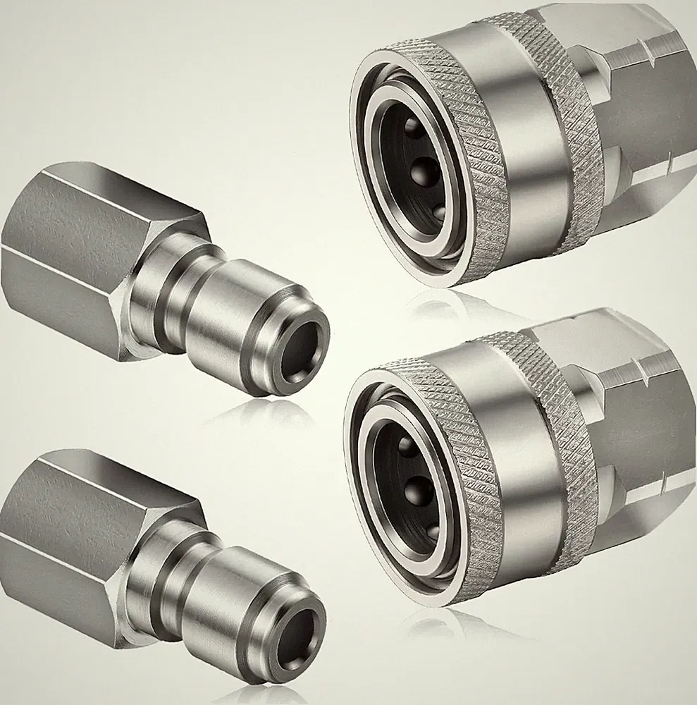 Shimeyao 2 Sets NPT 1/4 Inch Pressure Washer Coupler Quick Connect Plug Male Fem