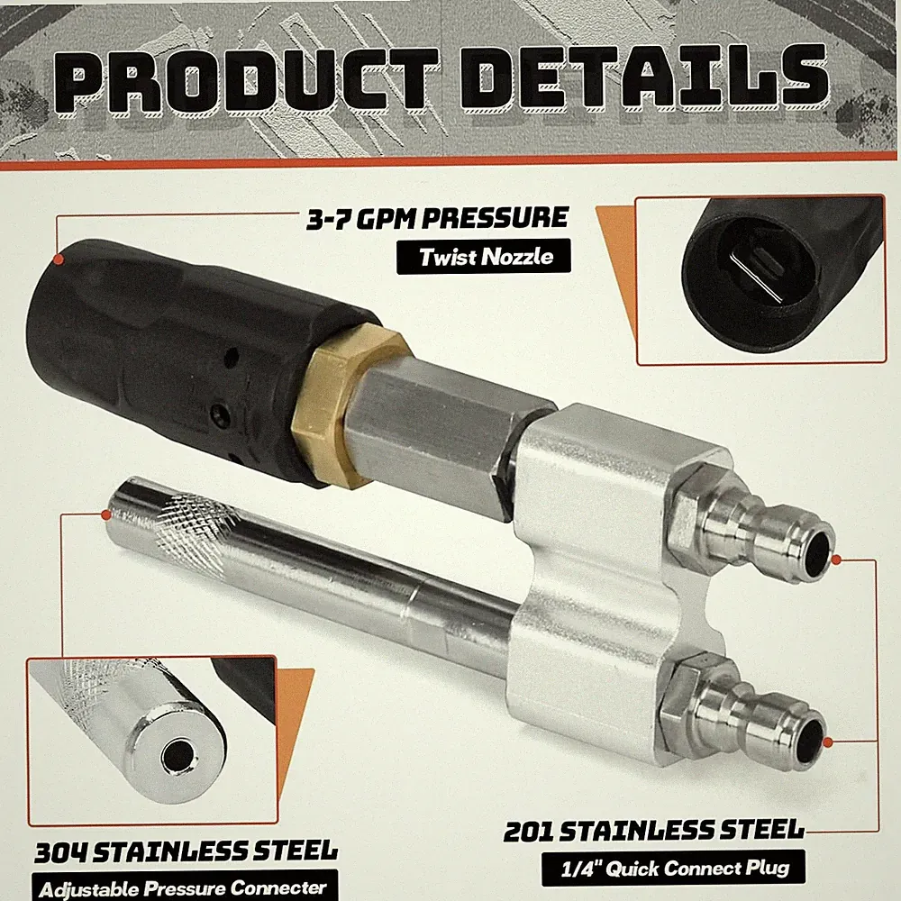 Shooter Tip M5 Twist Nozzle for Pressure Washer, 3-7 GPM, Adjustable Long Range