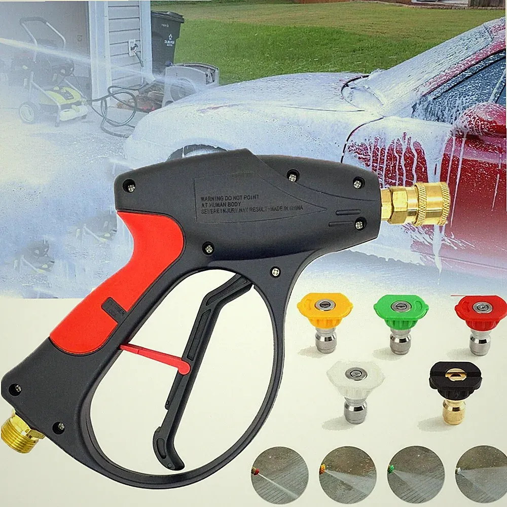 Short 3000 PSI High Pressure Car Washer Gun M22-14 1/4" QC 5 Spray Nozzle Tips