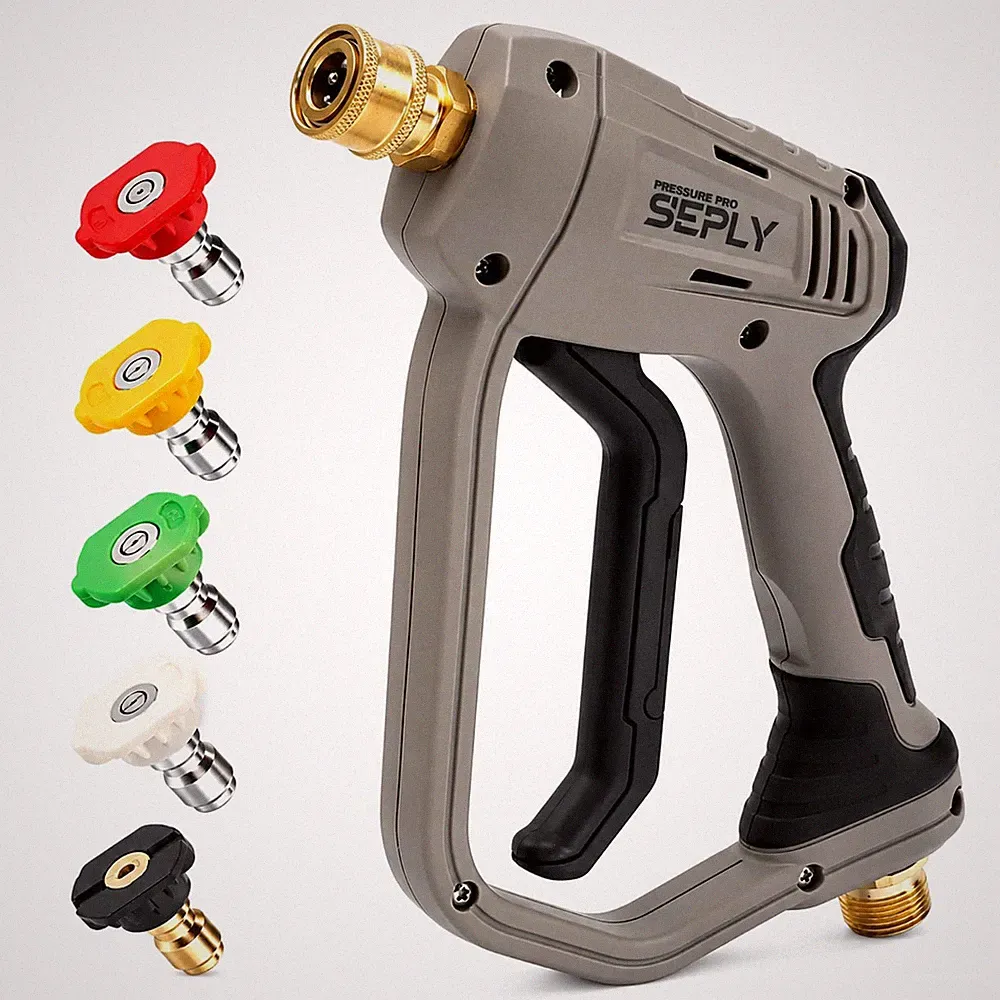 Short Pressure Washer 5000 PSI with 5 Nozzle Tips, M22-14mm Fittings, Heavy D...