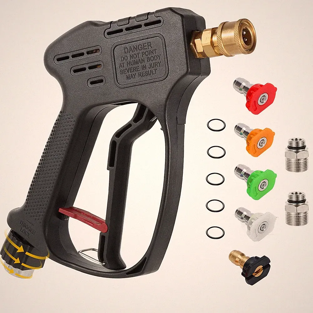 Short Pressure Washer Gun, 5000 PSI Max Swivel High Pressure Washer Extension...