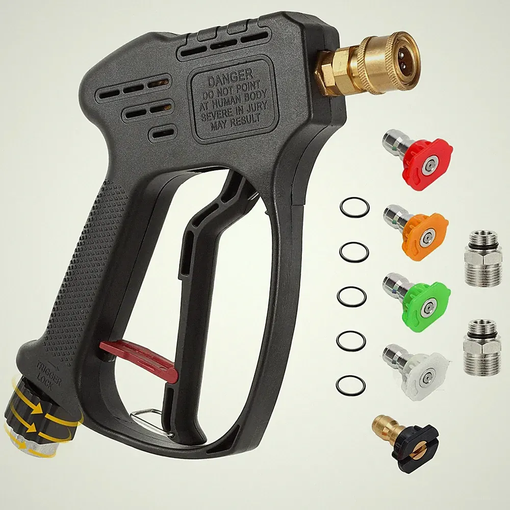 Short Pressure Washer Gun, 5000 PSI Max Swivel High Pressure Washer Extension...