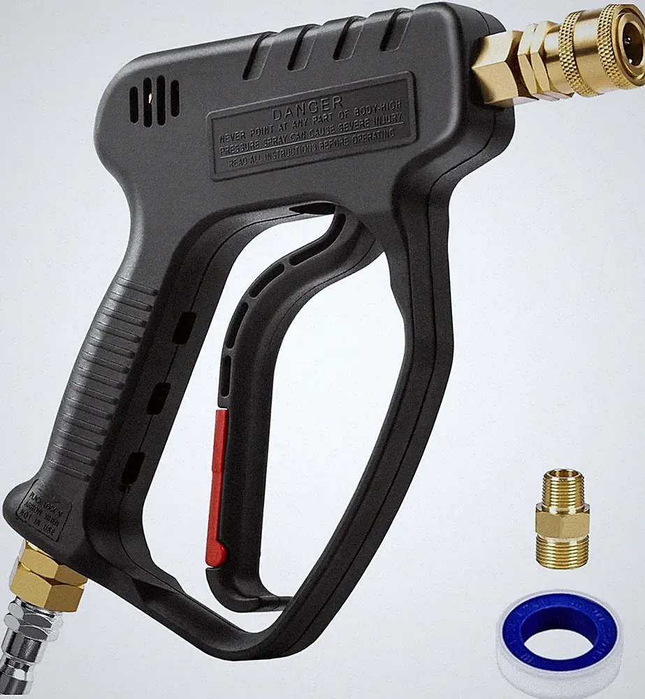 Short Pressure Washer Gun 5000 PSI Stubby Spray Gun 10.5 GPM With 3/8 Quick C...