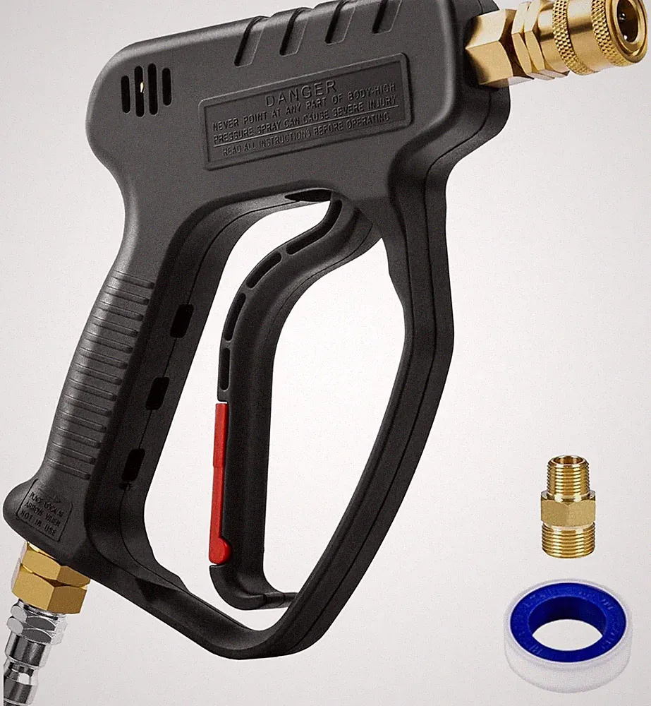 Short Pressure Washer Gun, 5000PSI Stubby Pressure Washer Spray Gun for Car Wash