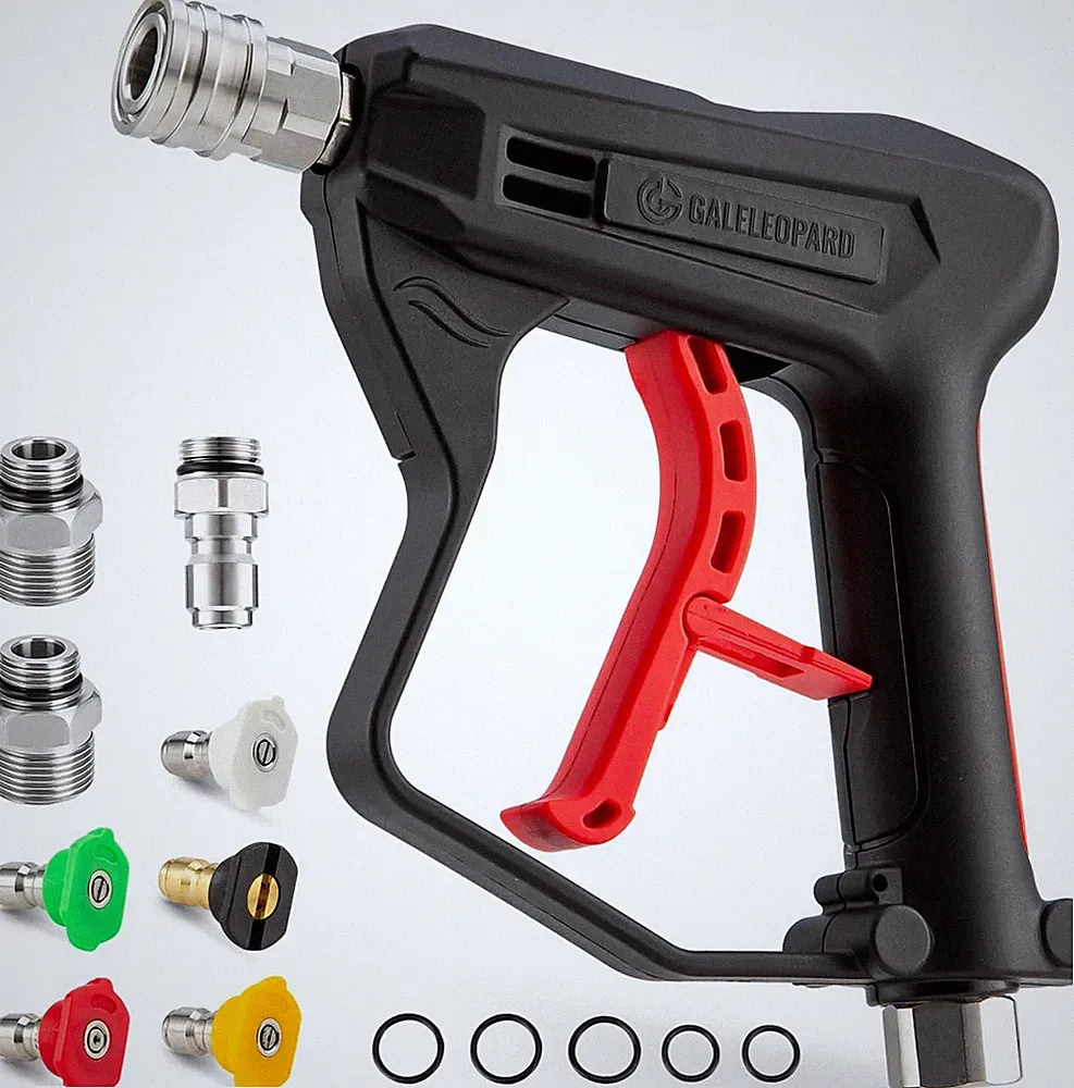Short Pressure Washer Gun with 1/4" Qc,With 5 Spray Nozzle Tips