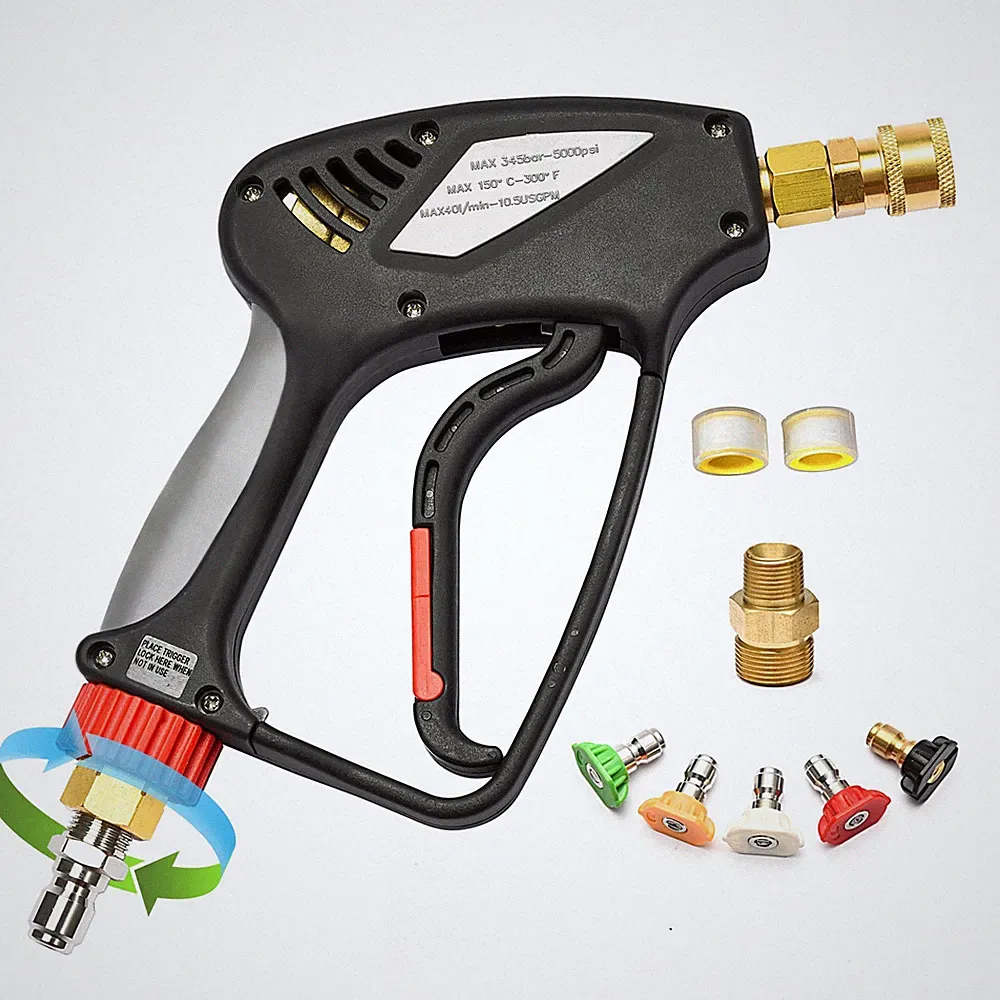 Short Pressure Washer Gun with 360 Swivel - 5000 PSI / 10.5 GPM High Pressure...