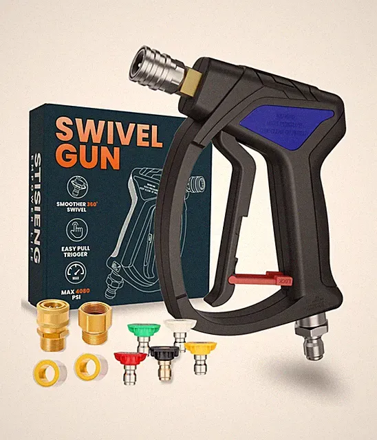 Short Pressure Washer Gun with 360° Swivel, High Pressure Stubby Po... Fast