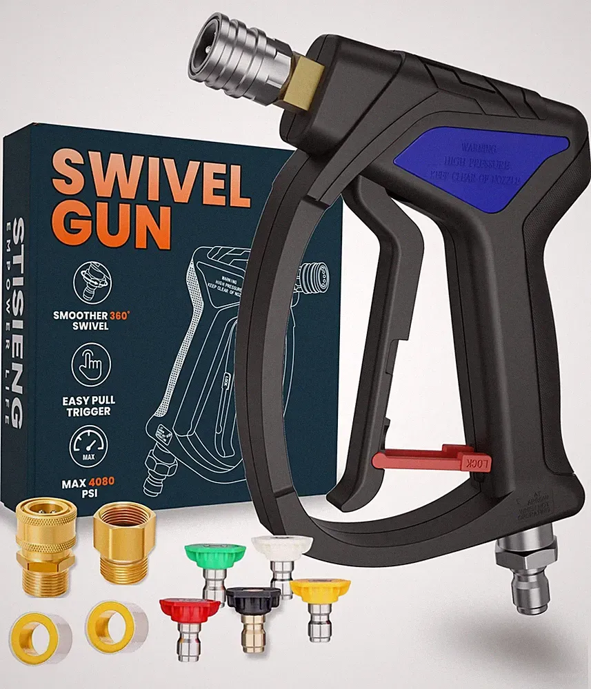 Short Pressure Washer Gun with 360° Swivel, High Pressure Stubby Power Wash