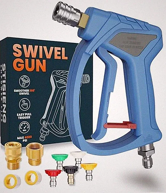 Short Pressure Washer Gun with 360° Swivel, High Pressure Stubby Power Wash