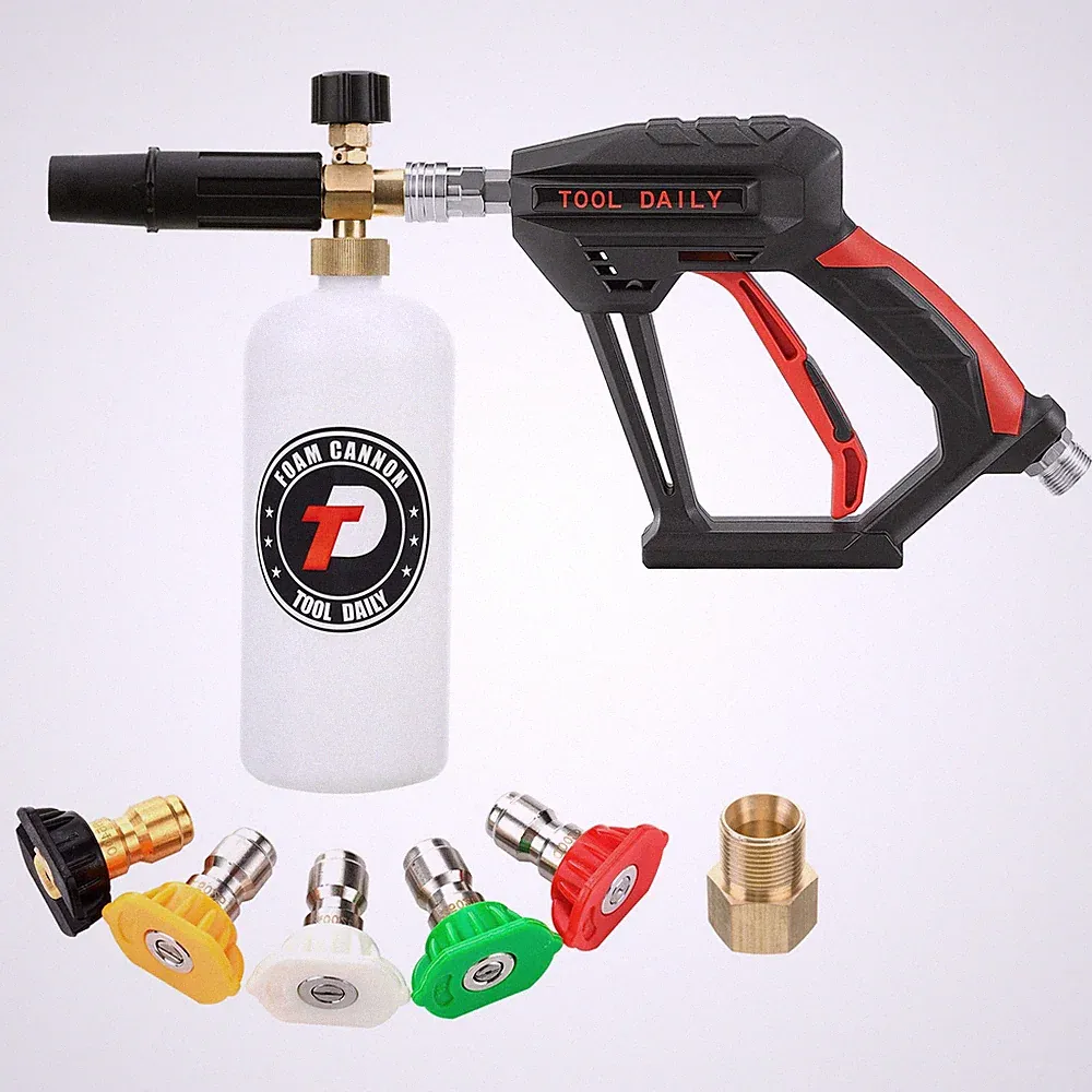 Short Pressure Washer Gun With Foam Cannon 1/4 Inch Quick Connector With 5 Press