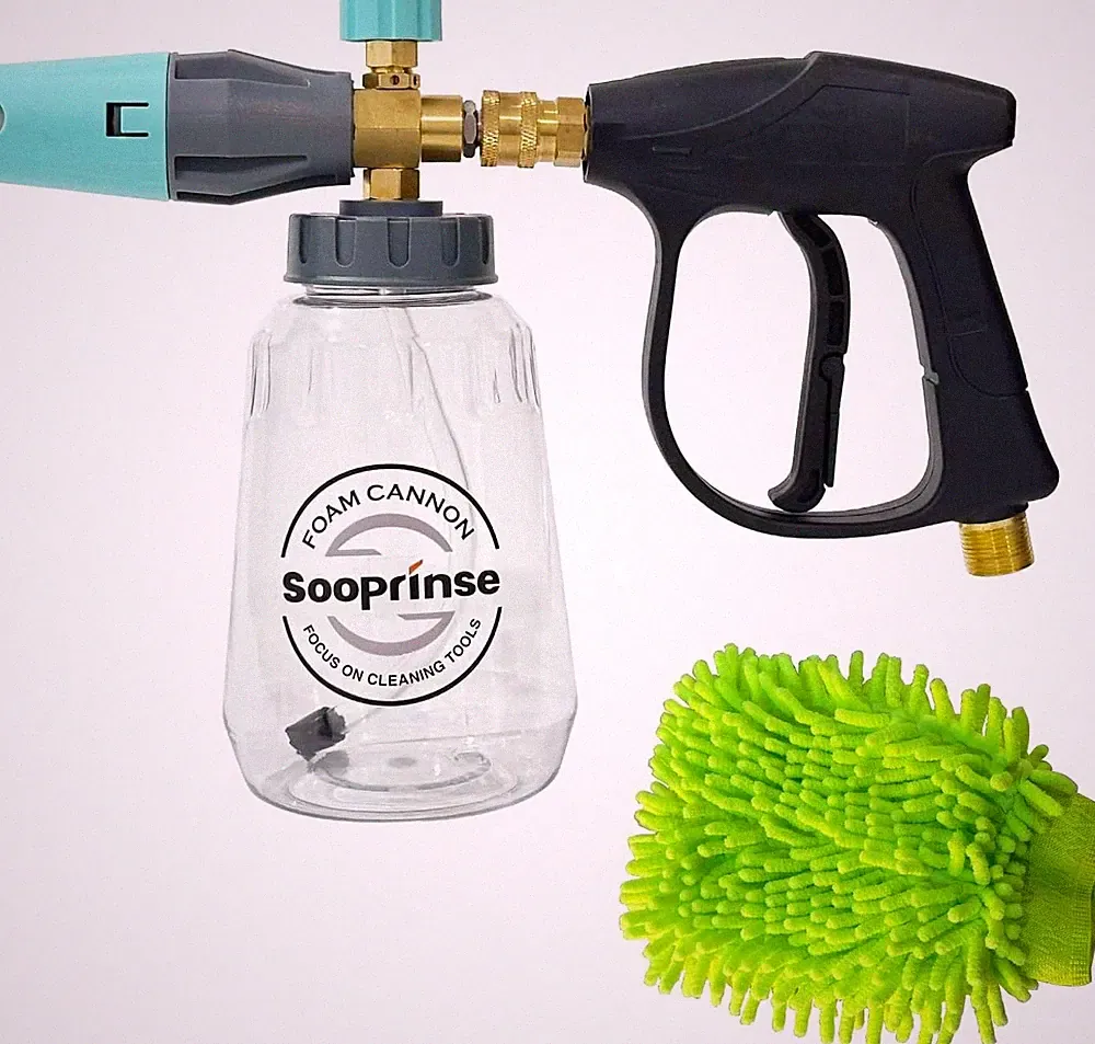 Short Pressure Washer Gun with Foam Cannon, High Pressure Snow Foam Lance, 1/4 I