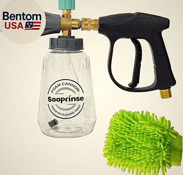 Short Pressure Washer Gun with Foam Cannon, High Pressure Snow Foam Lance, 1/4 I
