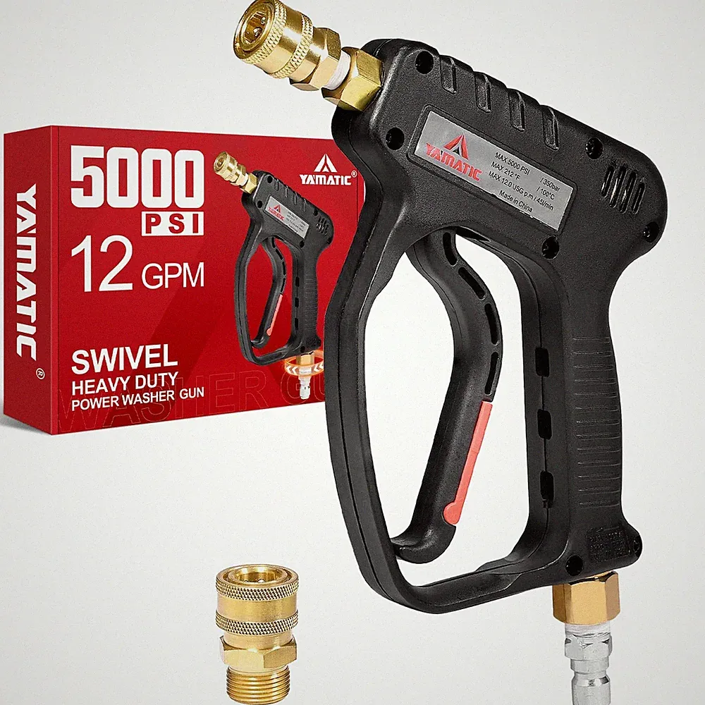 Short Pressure Washer Gun with Swivel, 5000 PSI Power Washer Wand Stubby Trig...