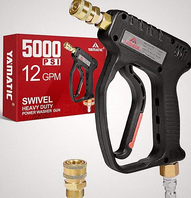 Short Pressure Washer Gun with Swivel, 5000 PSI Power Washer Wand Stubby Trigger